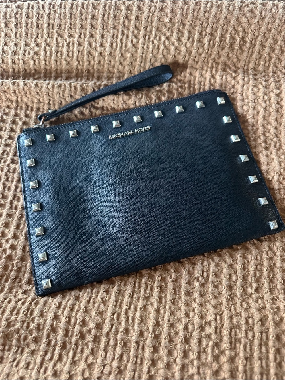 Michael Kors Black Studded Wristlet Clutch